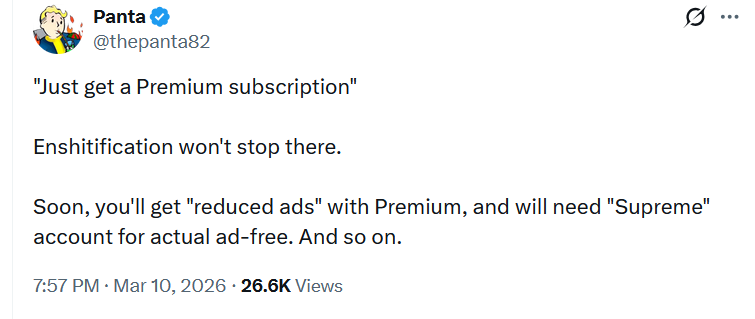 A tweet predicting YouTube subscription formats