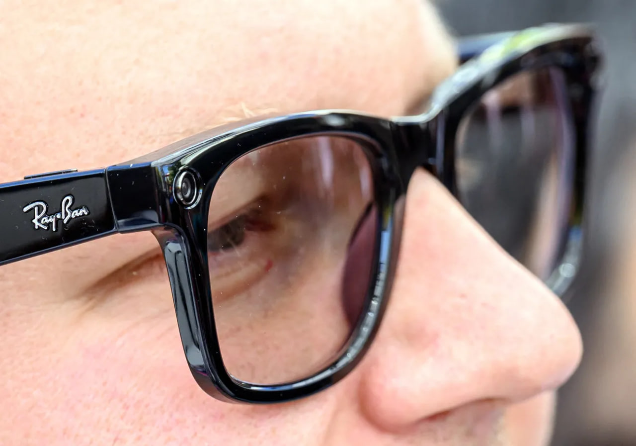 Man wearing smart Ray-Ban Meta glasses