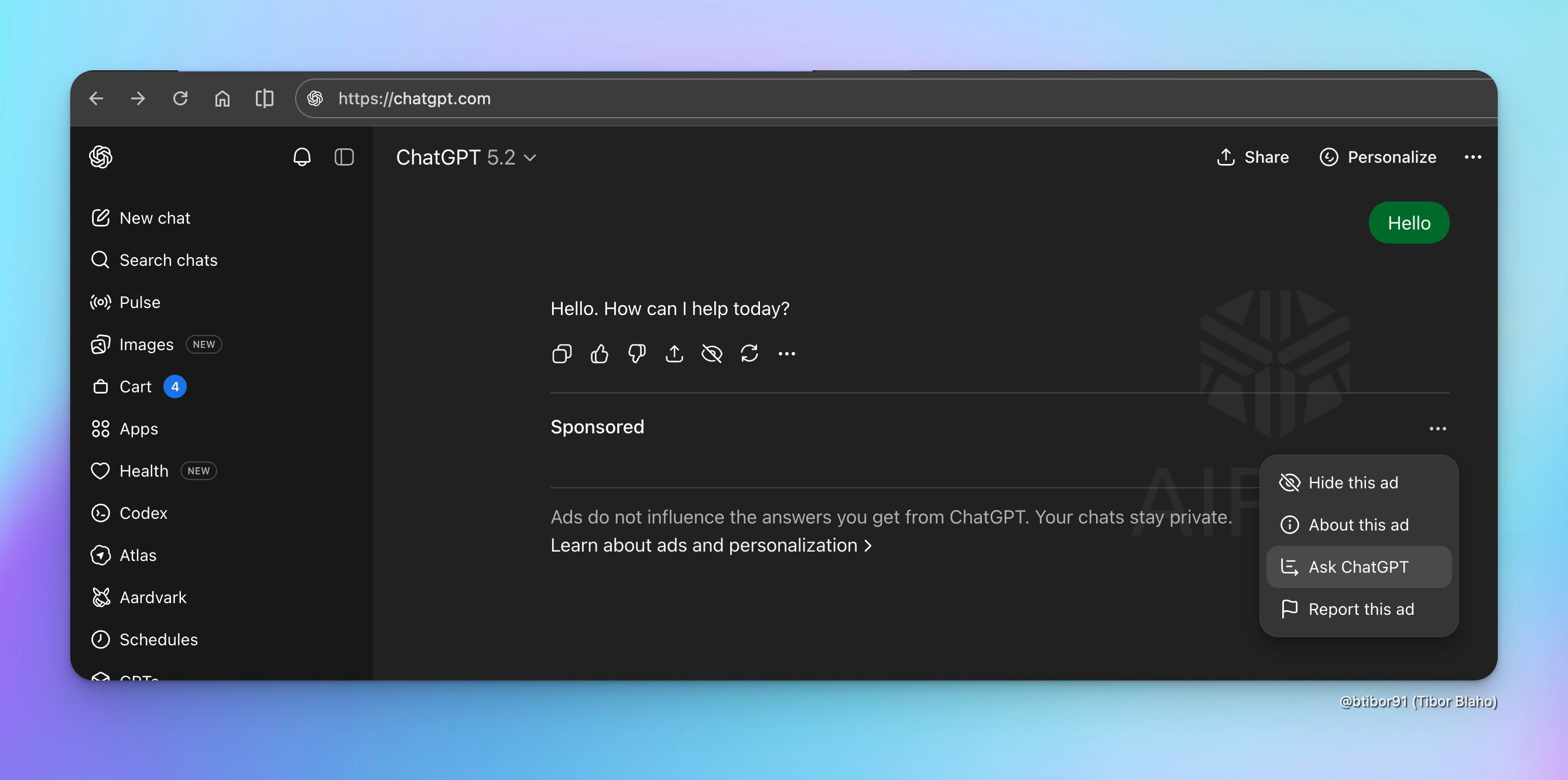 ChatGPT sponsored tag