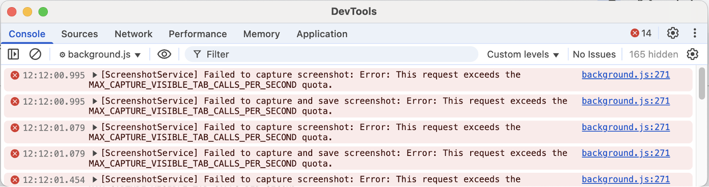 Screenshot-taking rate limited by Chrome