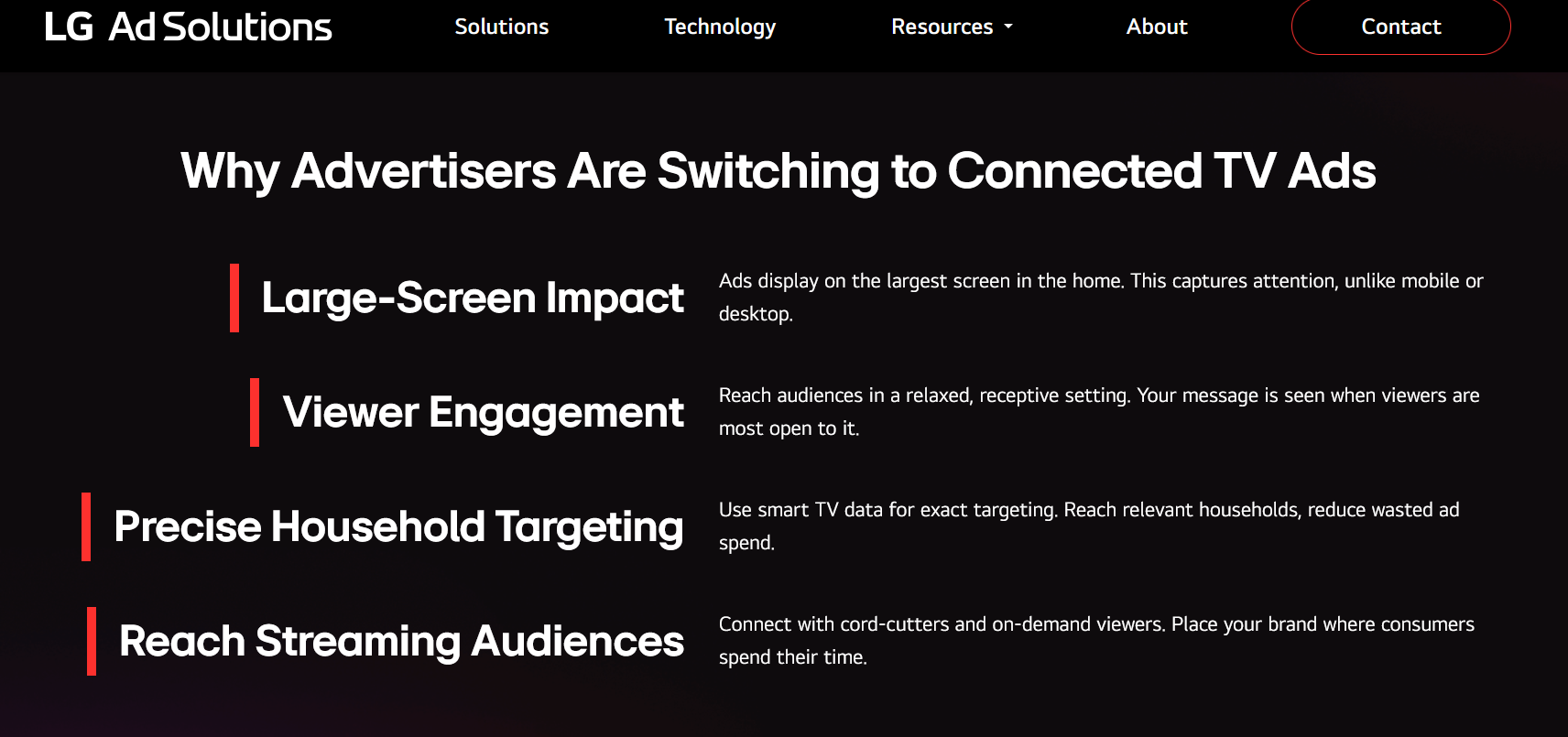 Reasons for advertisers to switch to Connected TV ads, according to LG
