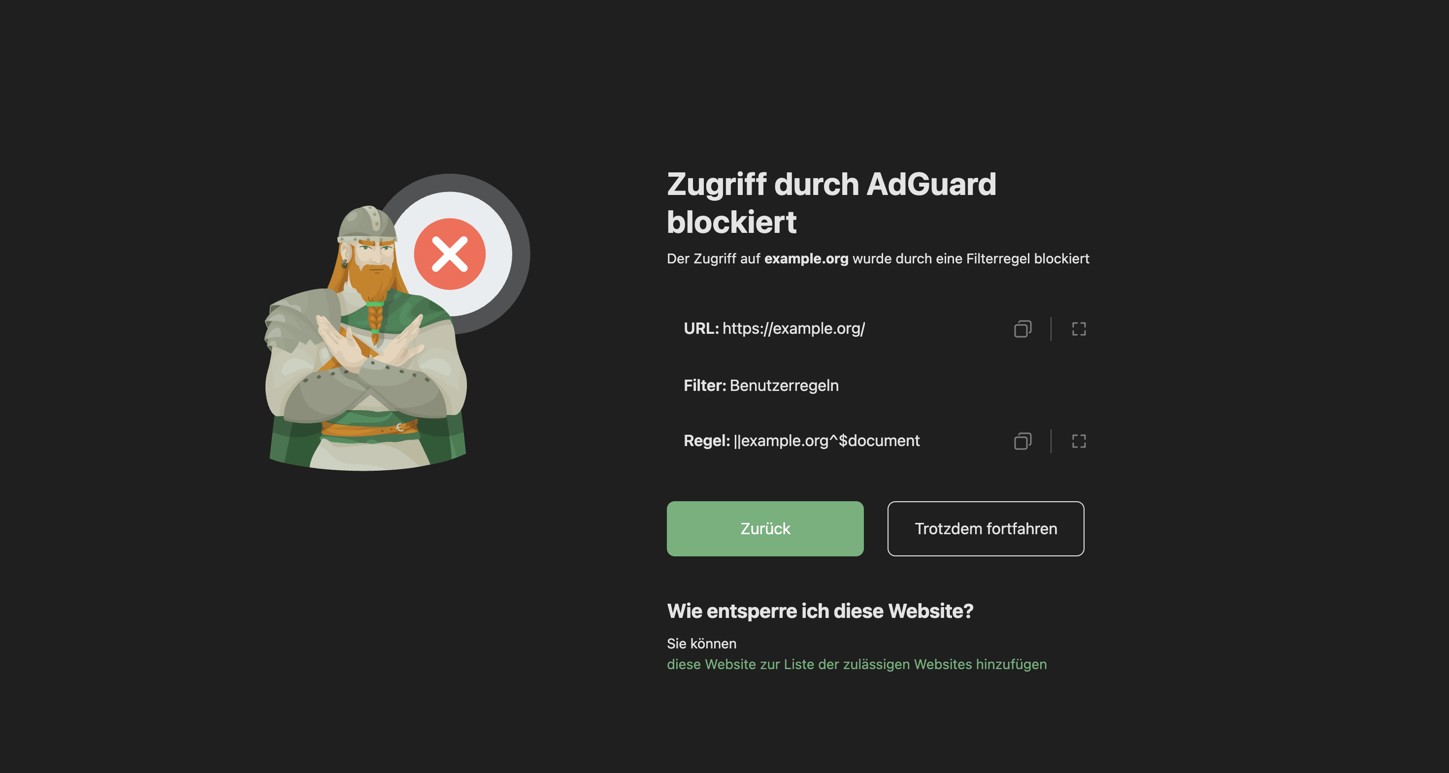 Blockierungsseite