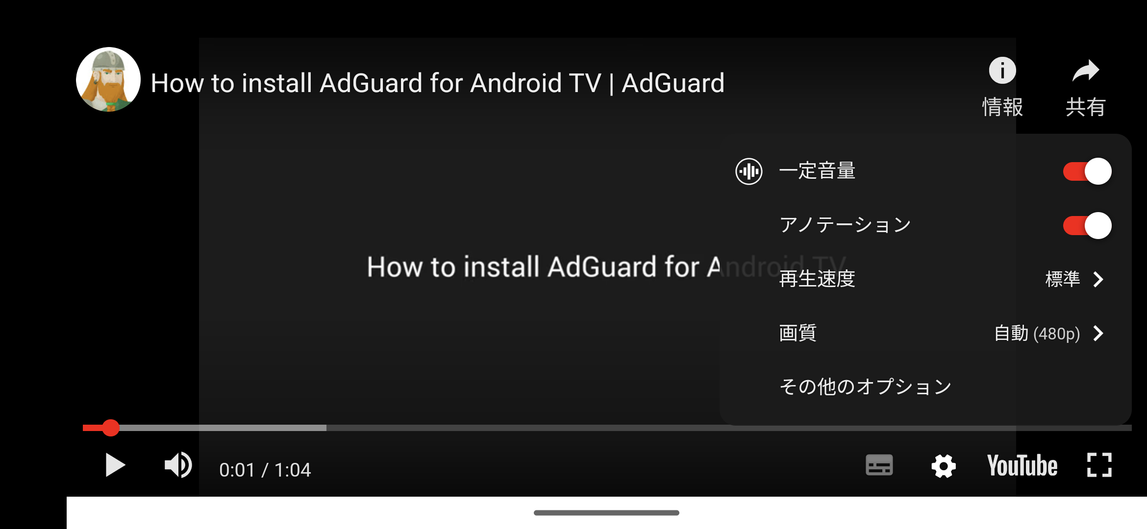 AGプレーヤーのビデオ設定