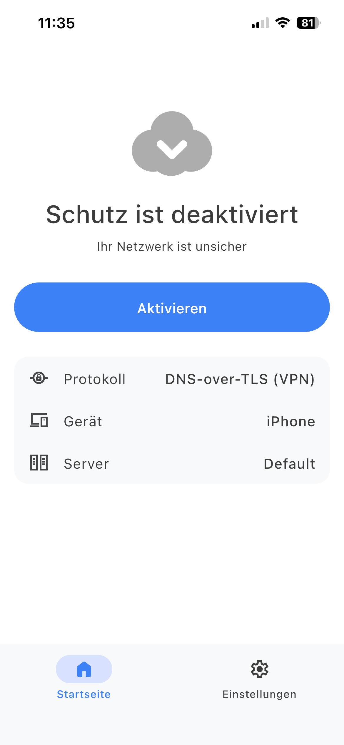 Die mobile AdGuard-DNS-App
*mobile