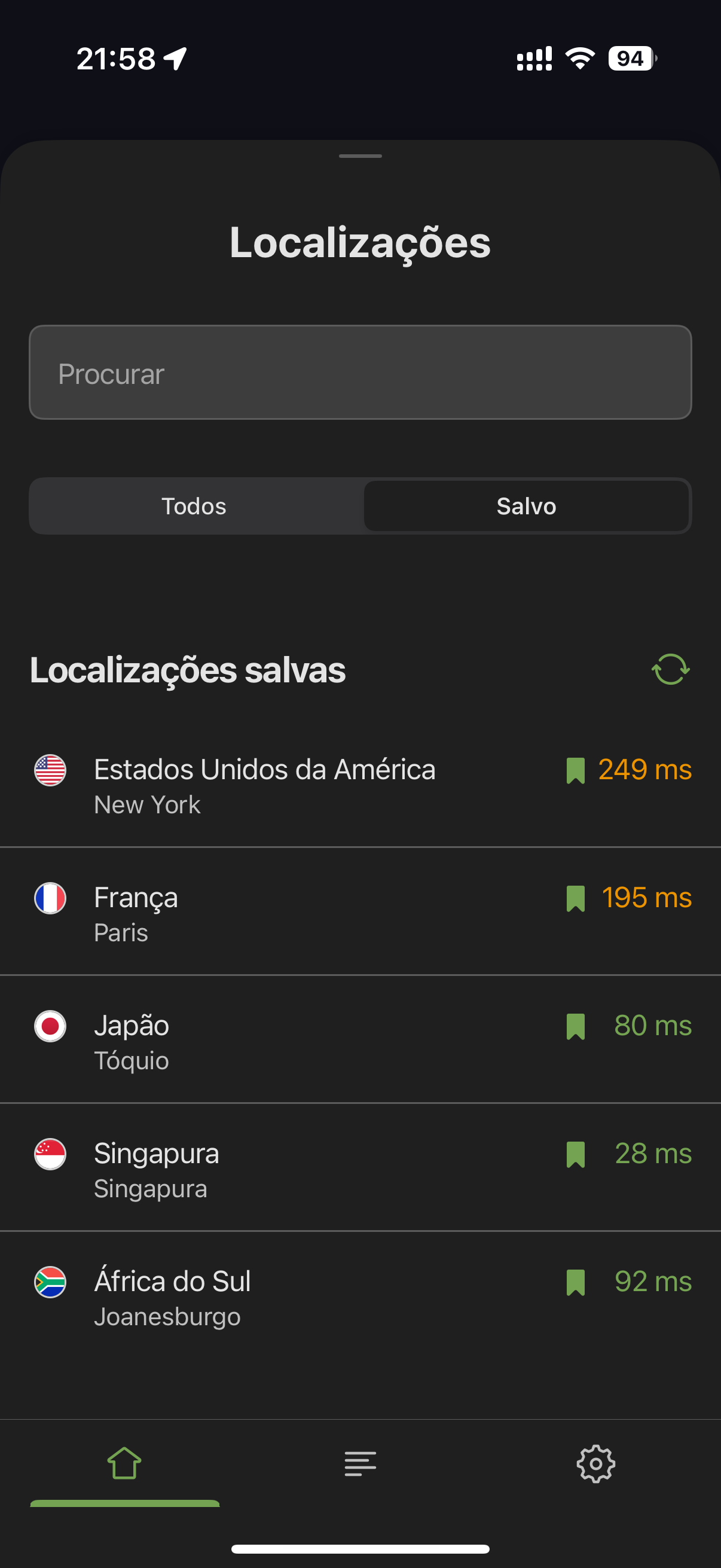 Locais salvos *mobile